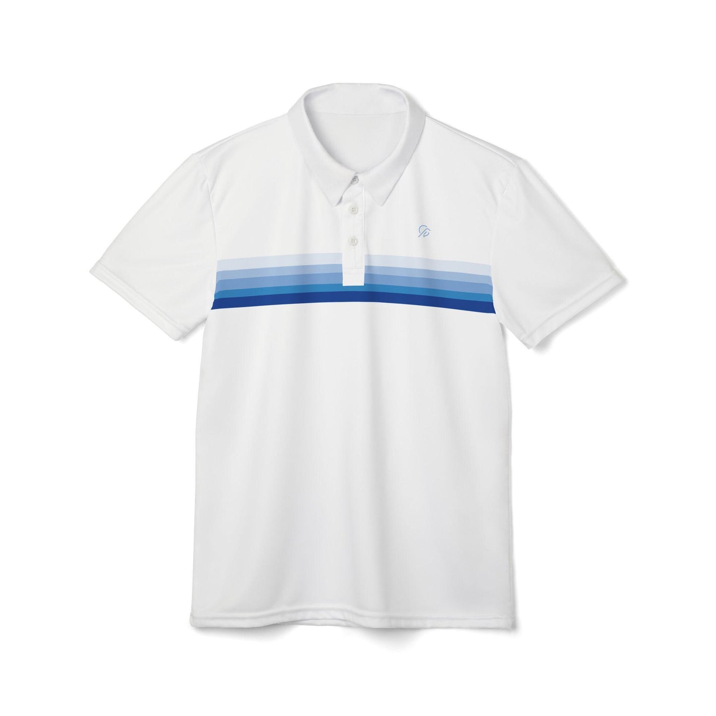 Dirty Birdie Golf Polo - Torrey Pines White Ocean Blue Stripes  - Redefining Golf Fashion