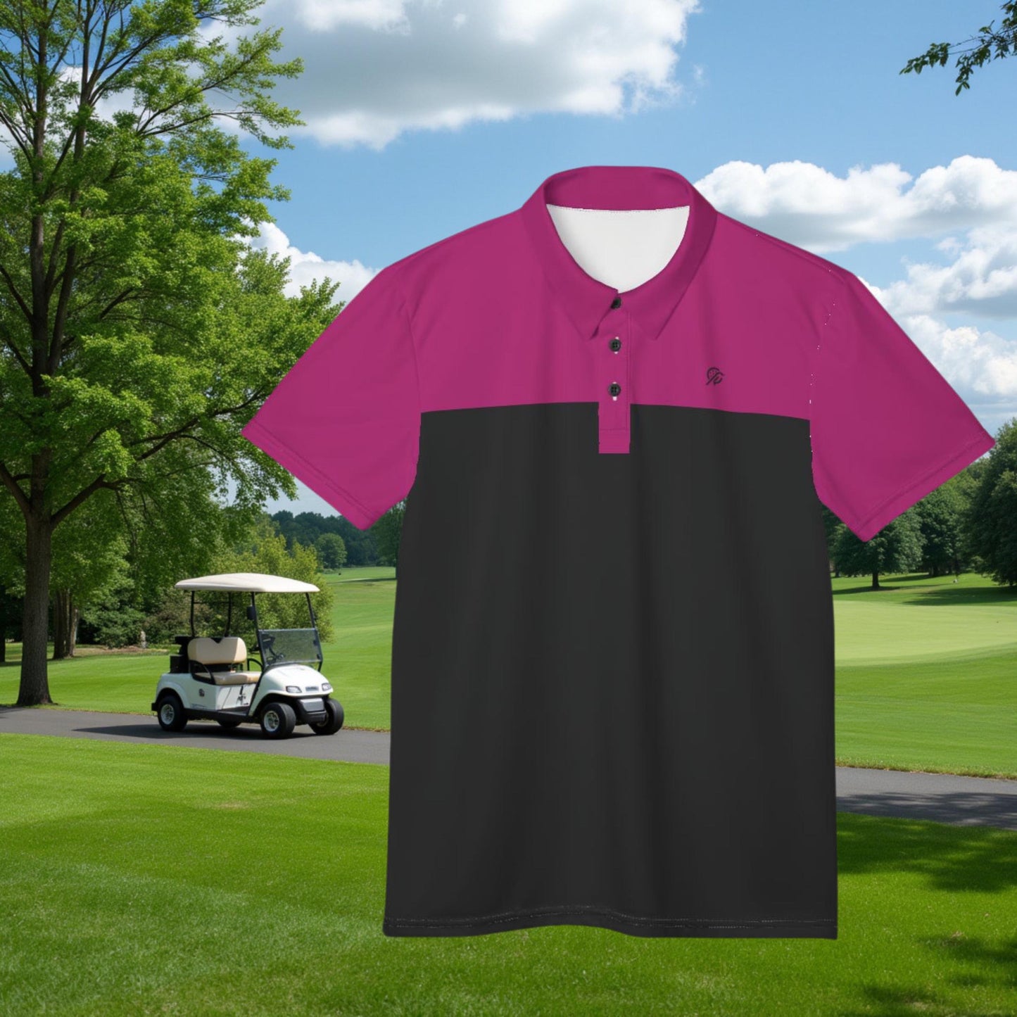 Dirty Birdie Golf Polo Color - Paiute Palm Springs Flamingo & Black - Birdies Are Rare Style Shouldn’t Be